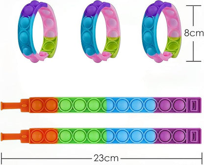 25PCS Push Pop Fidget Toy Fidget Bracelet, Durable and Adjustable, Multicolor Stress Relief Finger Press Bracelet for Kids and Adults ADHD ADD Autism
