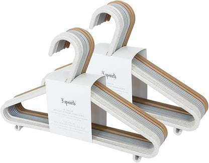 3 Sprouts Wheat Straw Plastic Hangers - 30-Pack Eco-Conscious Toddler Hangers for Child & Baby Clothes, Coats - Kid Closet Hangers Ideal for Small Girls, Boys, Children & Kids - Speckled Assorted