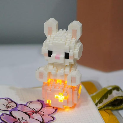12 Mini Animals Building Blocks Sets Building Block Party Favor for Kids Small Zodiac Animals Pets Horse Dog Monkey Tiger Rabbit Dragon STEM Educational Toys for Boys Girls（Rabbit）