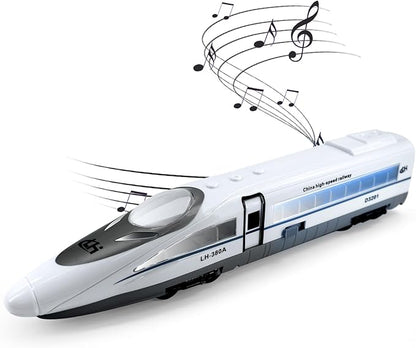 OTONOPI Electric Bullet Train with Lights and Sounds Subway Locomotive Engine High Speed Toy Train Model Inertial Driving Play Vehicle for Kids Age 3+
