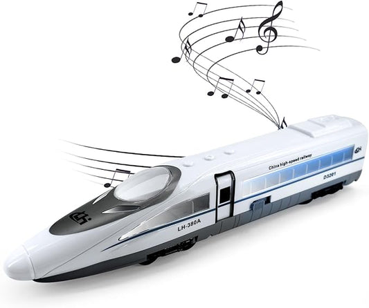 OTONOPI Electric Bullet Train with Lights and Sounds Subway Locomotive Engine High Speed Toy Train Model Inertial Driving Play Vehicle for Kids Age 3+