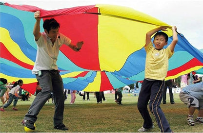 GSi Kids Play Parachute Rainbow Parachute Toy Tent Game for Children Gymnastics Cooperative Play and Outdoor Playground Activities (24 Feet)
