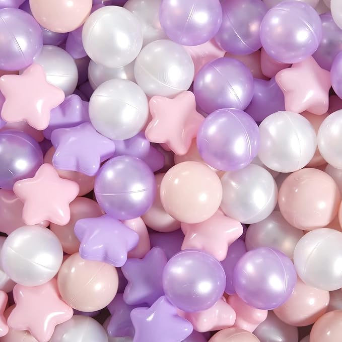 GOGOSO Pink and Purple Star Pit Balls for GirlsToddlers for Playhouse, Baby Pool, Play Ball Fun Centers, for Babies, Kids, Toddlers, Phthalate Free BPA Free