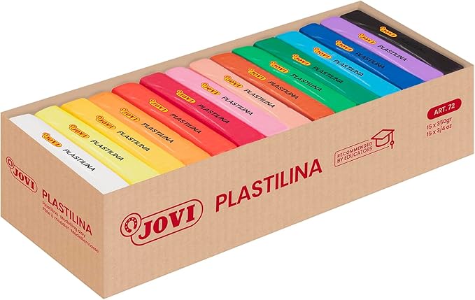 Jovi - Reusable Non-Drying Modeling Clay, Set with 15 Plastiline Bars, 12.35 oz Each, Total of 11.5 lb of Plasticine for Home and School Use, Bulk Buy