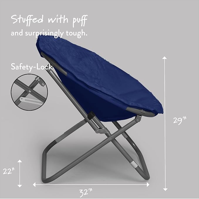 Urban Lifestyle Faux Fur Saucer Chair with Metal Frame, One Size, Blue