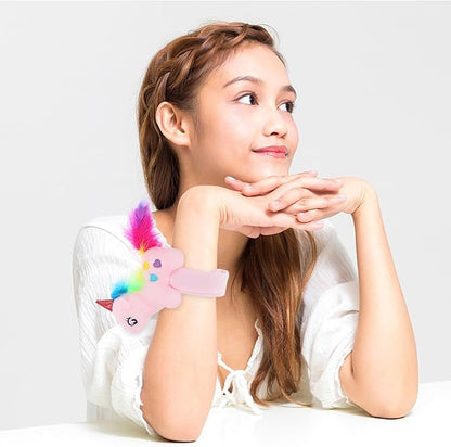 Animal Slap Bracelet Unicorn Slap Bracelet Plush Stuffed Animal Hugger Snap Wrist Band for Kids Birthday Party