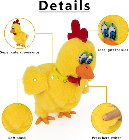 Plush Electric Stuffed Laying Egg Chicken Toy Doll with Sound Music Easter for Boys Girls