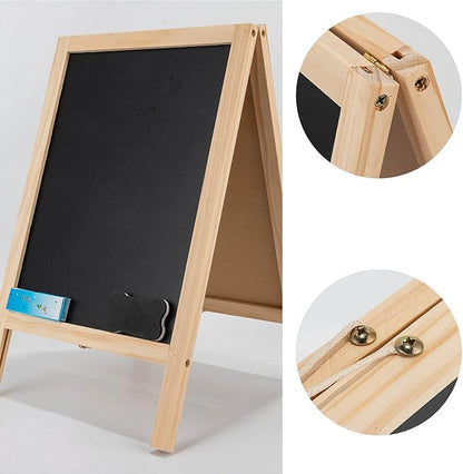Jeanoko Kids Easel Whiteboard, Kids Easel Double Sided Foldable Standing Large Painting Space Poplar Structure Wooden Easel 25x40cm with Accessories