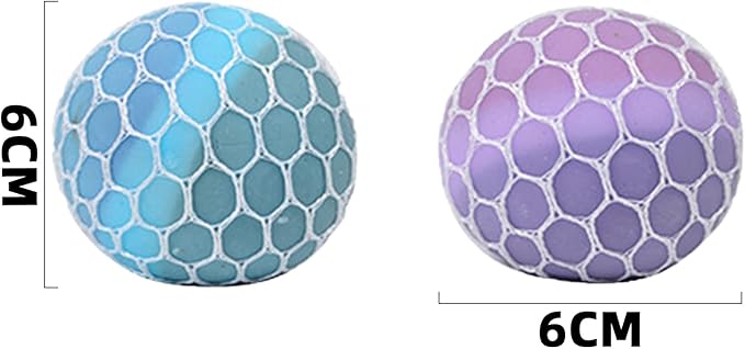 MEIEST 4 PCS Colorful Mesh Grape Stress Balls - Squeeze Color Change Fidget Toys for Stress Relief and Hand Exercise