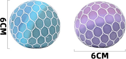 MEIEST 4 PCS Colorful Mesh Grape Stress Balls - Squeeze Color Change Fidget Toys for Stress Relief and Hand Exercise