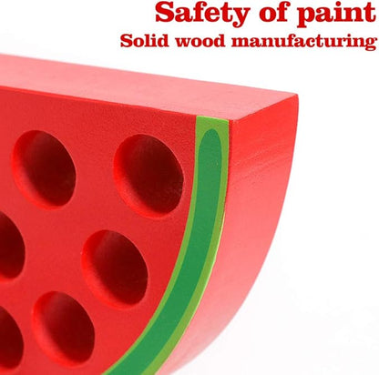 Skrtuan Wooden Lacing Threading Toys Wood Block Puzzle Car Airplane Travel Game Montessori Early Development Fine Motor Skills Educational Gift for 3 4 5 Years Old Toddlers Baby Kids, 1 Watermelon