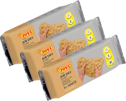 Jovi - Air Dry Clay, Set of 3 Units, 1.1lb Each, Total of 3.3 lb, No Oven Needed, Sand Ochre Color, Pottery Clay for Arts and Crafts Projects (P85O/3)