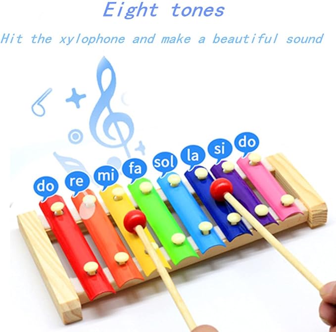 Children’s Xylophone, Best Holiday/Birthday DIY Gift Ideas for Mini Musicians,, Wooden Xylophone Toys with Child Safety mallets, Children’s Educational Musical Toys