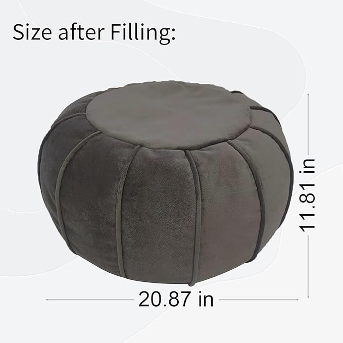 Louis Donné Unstuffed Ottoman Pouf Cover, Eco-Friendly Fabric Pouf Ottoman Bean Bag with Storage Solution for Bedroom, Round Foot Stools for Seating Poufs for Living Room Camper（Olive Green）