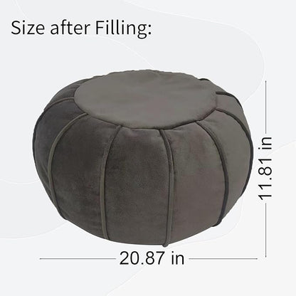 Louis Donné Unstuffed Ottoman Pouf Cover, Eco-Friendly Fabric Pouf Ottoman Bean Bag with Storage Solution for Bedroom, Round Foot Stools for Seating Poufs for Living Room Camper（Olive Green）