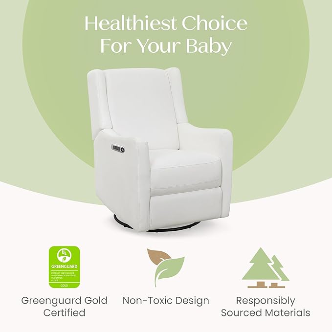 Delta Children Mercer Electronic Power Recliner and Swivel Glider with USB and Type-C Ports in LiveSmart Performance Fabric - Water Repellent & Stain Resistant, Pearl