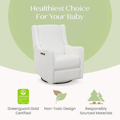 Delta Children Mercer Electronic Power Recliner and Swivel Glider with USB and Type-C Ports in LiveSmart Performance Fabric - Water Repellent & Stain Resistant, Pearl