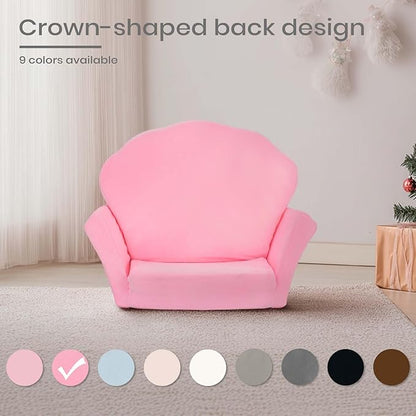 COSYLAND Kids Sofa for Toddler, 2-in-1 Folding and Expandable Soft Chair Bed Toddlers,Convertible Sofa to Lounger Sleeper Chair Bed for Girls and Boys,Pink