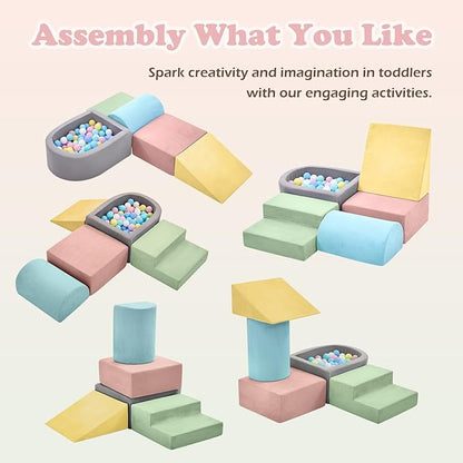 Climbing Toys for Toddlers 1-3, Foam Climbing Blocks and Ball Pit for Baby, 5-Piece Soft Foam Toddlers Climbing Toys,Climbing Crawling Toys Soft Foam Blocks Activity Play Set(Balls not Included)