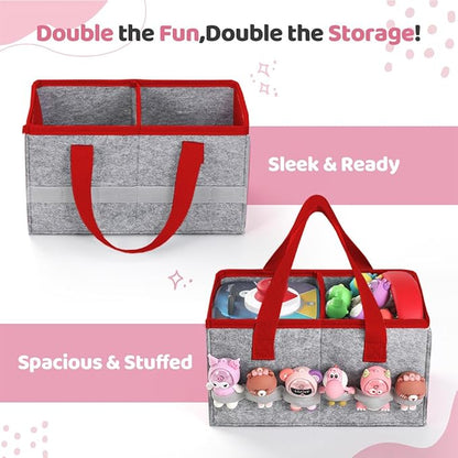 PISOSN Carrying Case for Toniebox Starter Set and Tonies Figurines, Travel Felt Cloth Musical Toy Folding Bag for Toniebox 2 & Accessories (Red)