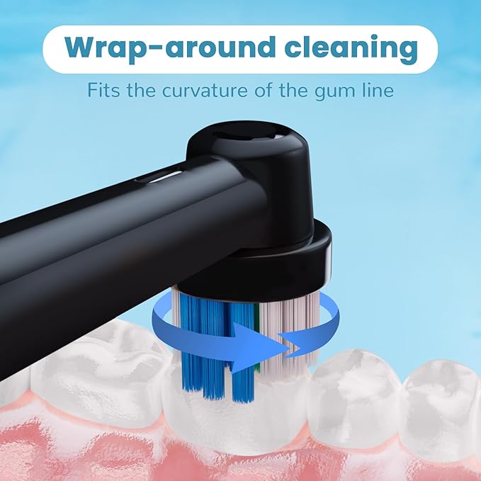 GENKENT 12 Pcs Replacement Brush Heads Compatible with Oral B Braun Electric Toothbrush Heads Black