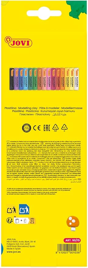 Jovi Plastilina Modeling Clay; Box of 15, 14.1 GMS