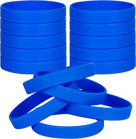 50 PCS Silicone Bracelets Wristbands for kid, Sports Rubber Elastic Wristband Bracelet for Party Decorations Favors Set Pack Blue