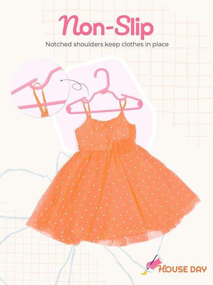 HOUSE DAY Kids Plastic Hangers for Closet, Childrens Hangers for Clothes & Baby Hangers, Toddler, and Child Clothes - Clothing, Pants, Coats, and More - Ideal for Everyday Use (Pink, 120 Pack)