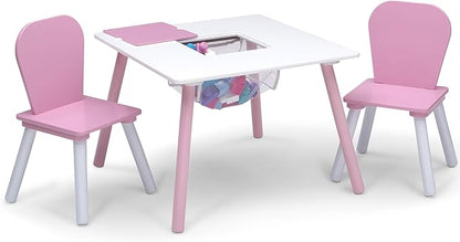 Delta Children 4-Piece Toddler Playroom Set, Pink/White