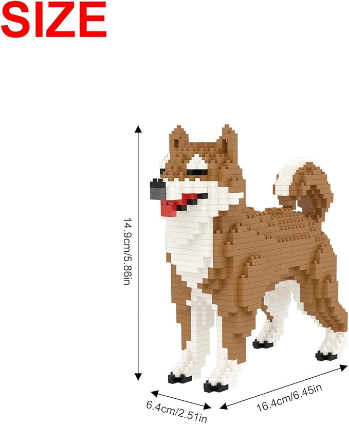 Larcele Micro Dog Building Blocks Mini Pet Building Toy Bricks, 814 Pieces KLJM-02(Male Shiba Inu)