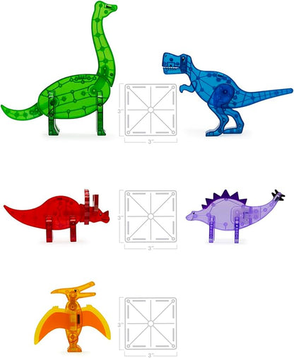 MAGNA-TILES Dinos 5-Piece Magnetic Construction Set, The ORIGINAL Magnetic Building Brand