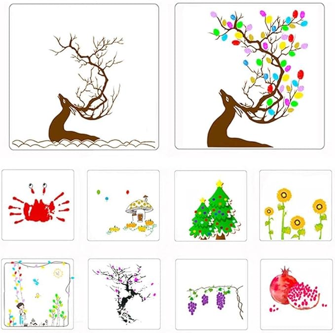 Funny Finger Painting Kit and Book, 12 Color Washable Finger Drawing with Finger Paint Pad, Easy Clean and Non Paint Toys for Baby, Baby Finger Painting Kit Toys