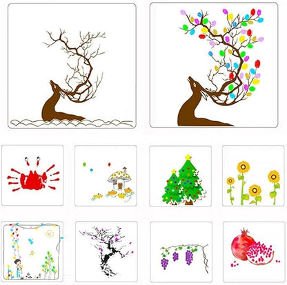 Funny Finger Painting Kit and Book, 12 Color Washable Finger Drawing with Finger Paint Pad, Easy Clean and Non Paint Toys for Baby, Baby Finger Painting Kit Toys