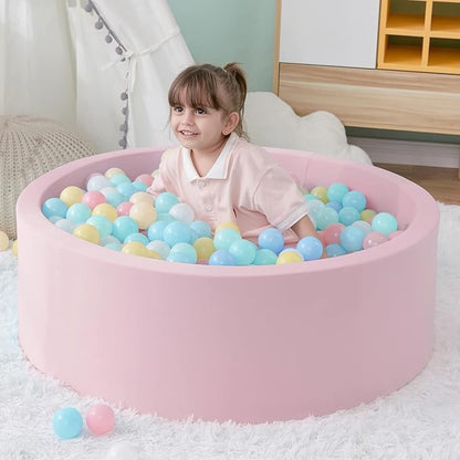 SHJADE Ball Pit for Toddlers, 35.4"x 11.8" Foam Ball Pits, Indoor Soft Round Baby Playpen for Children, Ideal Gift for Toddlers, Pink, (Balls not Included)