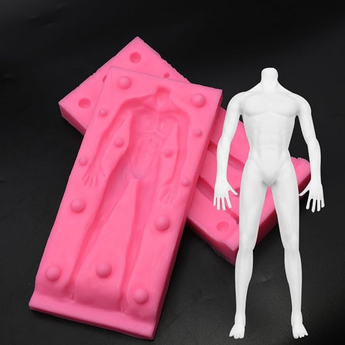 3D Human Body Silicone Clay Mold, Large Human Sculpture Polymer Mold Full Body Mold for Polymer Clay Craft (Large Man Body)