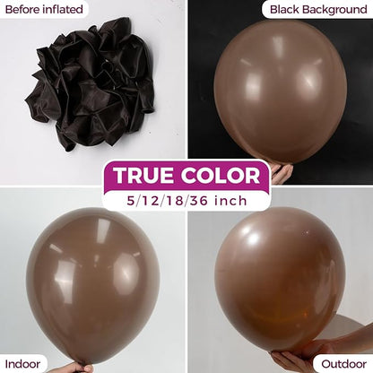 Bezente Brown Balloons 18 Inch - 30 Pack Large Thick Brown Balloons Big Round Dark Brown Latex Balloons for Thanksgiving Birthday Bridal Shower Graduation Anniversary Party Decorations