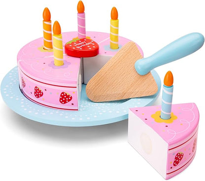 New Classic Toys Wooden Ice Cream Set Pretend Play Toy for Kids Cooking Simulation Educational Toys and Color Perception Toy for Preschool Age Toddlers Boys Girls