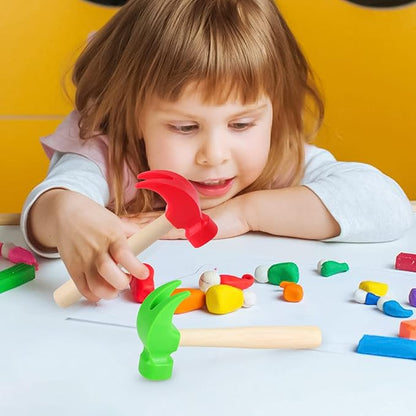 Fowecelt 3 Pack Wooden Hammer Toys Simulation Hammers Maintenance Tools Educational Toys for Kids Birthday Party Games Supplies