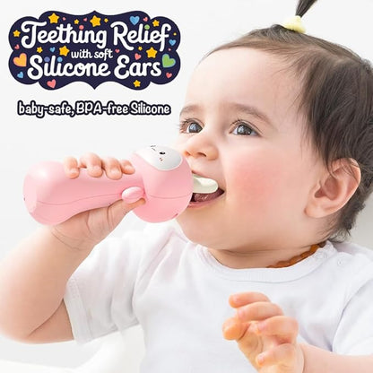 VKTEN Bunny Baby Rattle Toy with Light & Sound – Interactive Teething & Sensory Toy – Ideal Easter Basket Stuffer for Baby 3-24 Months