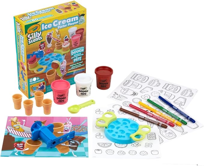 Crayola Silly Scents Ice Cream Toy, Kids Modeling Dough, Play Food Toy with Scented Markers, Gifts 4+
