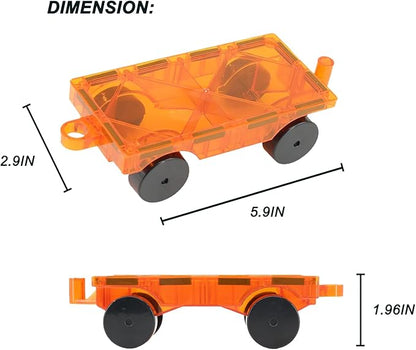 Magnetic Tiles Car Building Kit for Toddlers, 4 PCS Magnet Construction Trucks, STEM Toys for 3-8 Year Old Boys Girls, Educational Vehicle Engineering Set