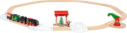 BRIO World – 36014 Christmas Steaming Train Set | 27-Piece Kid-Friendly Set | Age 3+ Compatible | FSC-Certified Beech Wood | Complements All BRIO Railway Sets & Accessories | Multicolor