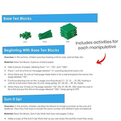 hand2mind Take Home Math Manipulatives Kit for Kids Grade K-2, with Snap Cubes, Base Ten Blocks, Cuisenaire Rods, Pattern Blocks, Color Tiles and Learning Clock, Homeschool Supplies (292 Pieces)