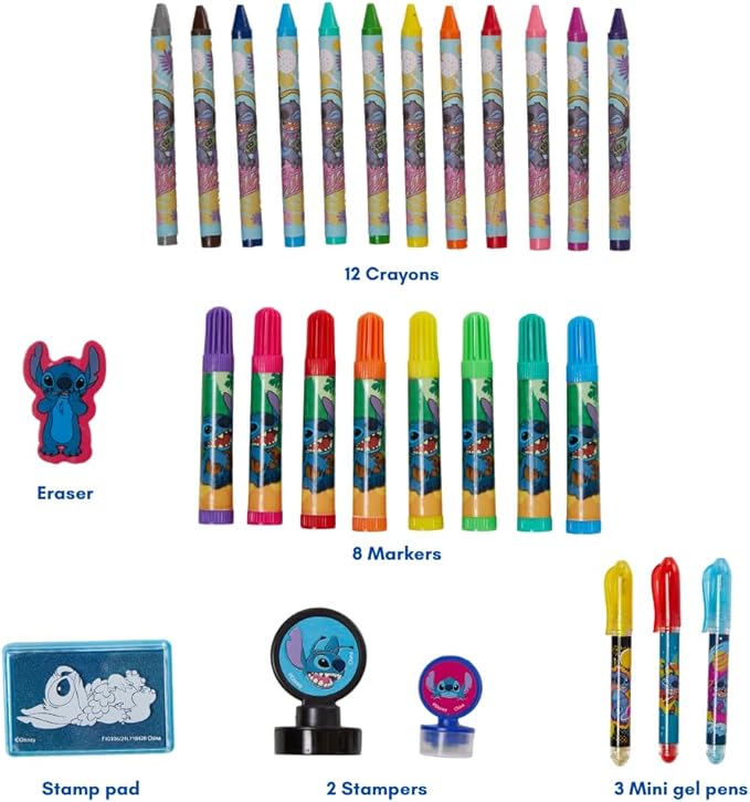 Innovative Designs Disney Lilo and Stitch Deluxe Activity Set with Carrying Tin, Coloring Sheets, Tattoos, Stickers, & Art Supplies