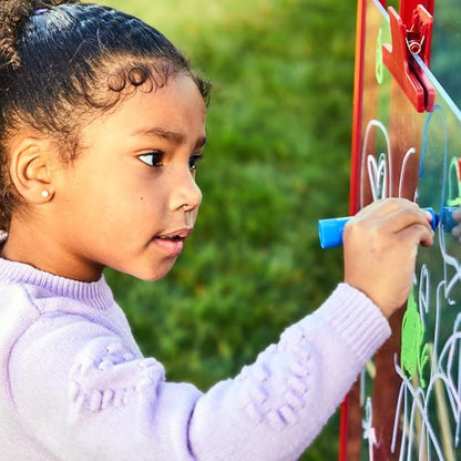 Colorations 4WAPE Adjustable Indoor-Outdoor Metal Frame Easel with Paint-on Acrylic Panels for Four Children