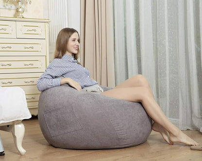 Stuffed Animal Storage Bean Bag Chair Cover (No Filler) for Kids and Adults.Soft Premium Corduroy Stuffable Beanbag for Organizing Children Plush Toys or Memory Foam Extra Large 300L (Grey)