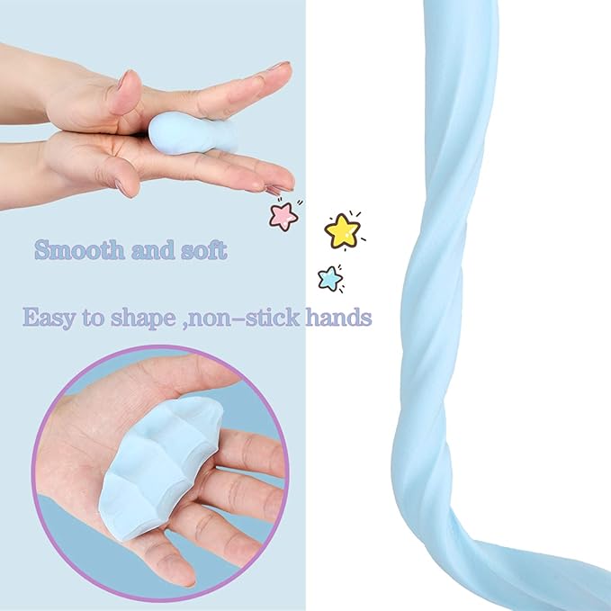 50G Air Dry Clay Kit-24 Colors Modeling Clay for Kids,Molding Clay Supplies with Mould Tools and Animal Accessories,Art Crafts Gift for Boys and Girls