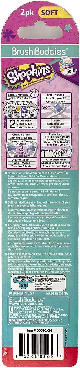 Brush Buddies 2 Piece Shopkins Toothbrush