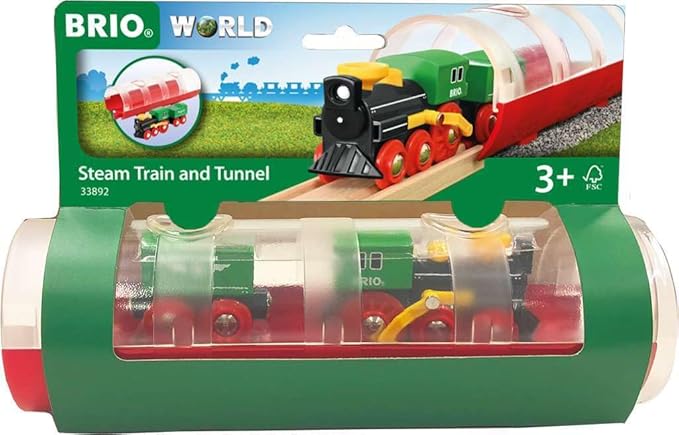 BRIO World 33892 - Classic Steam Train & Tunnel - 3 Piece Wooden Toy Train Set | Perfect for Kids Age 3 and Up | FSC-Certified Wood | Compatible with BRIO Sets
