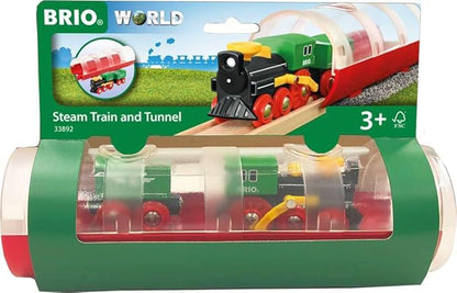 BRIO World 33892 - Classic Steam Train & Tunnel - 3 Piece Wooden Toy Train Set | Perfect for Kids Age 3 and Up | FSC-Certified Wood | Compatible with BRIO Sets